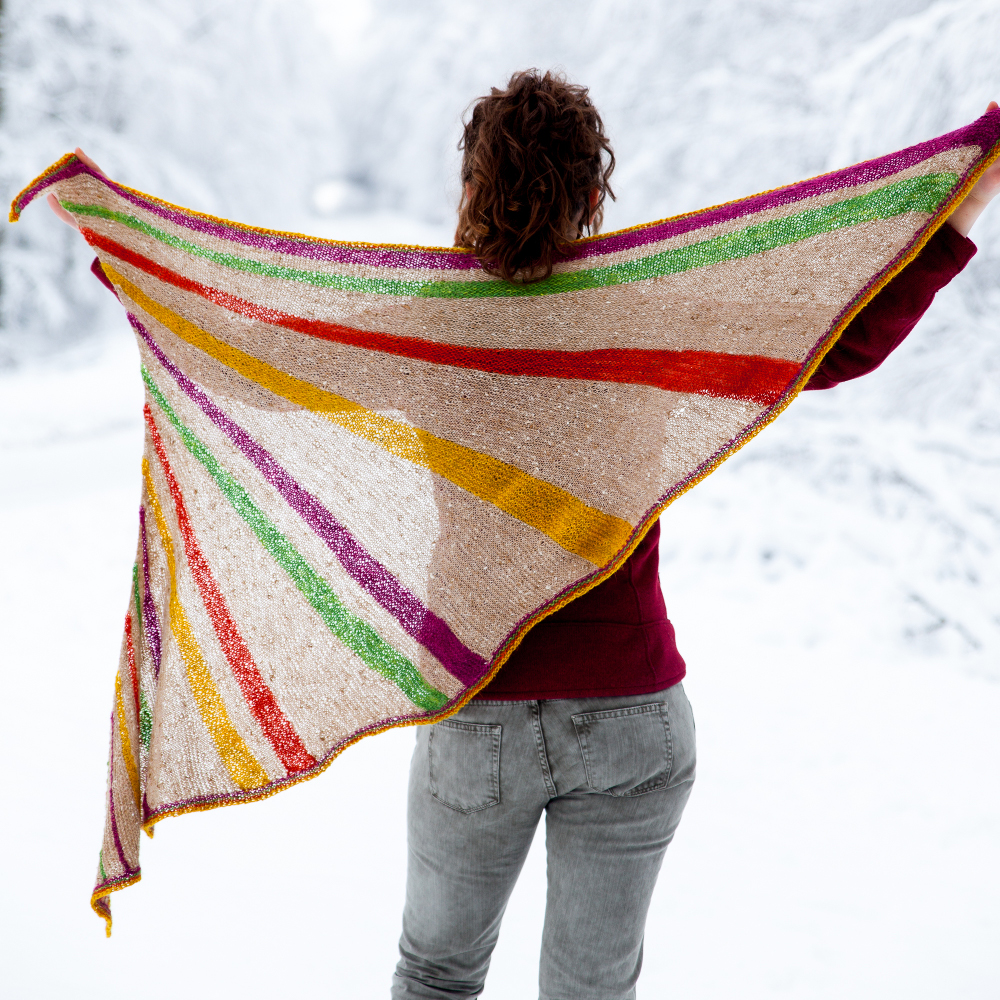 Photo shooting in Anlier forest for the Divergence Shawl from ChristalLK